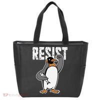 Funny Penguin Resist Penguins Protest Against Tariffs Tote Bag thumb 0