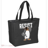 Funny Penguin Resist Penguins Protest Against Tariffs Tote Bag thumb 2