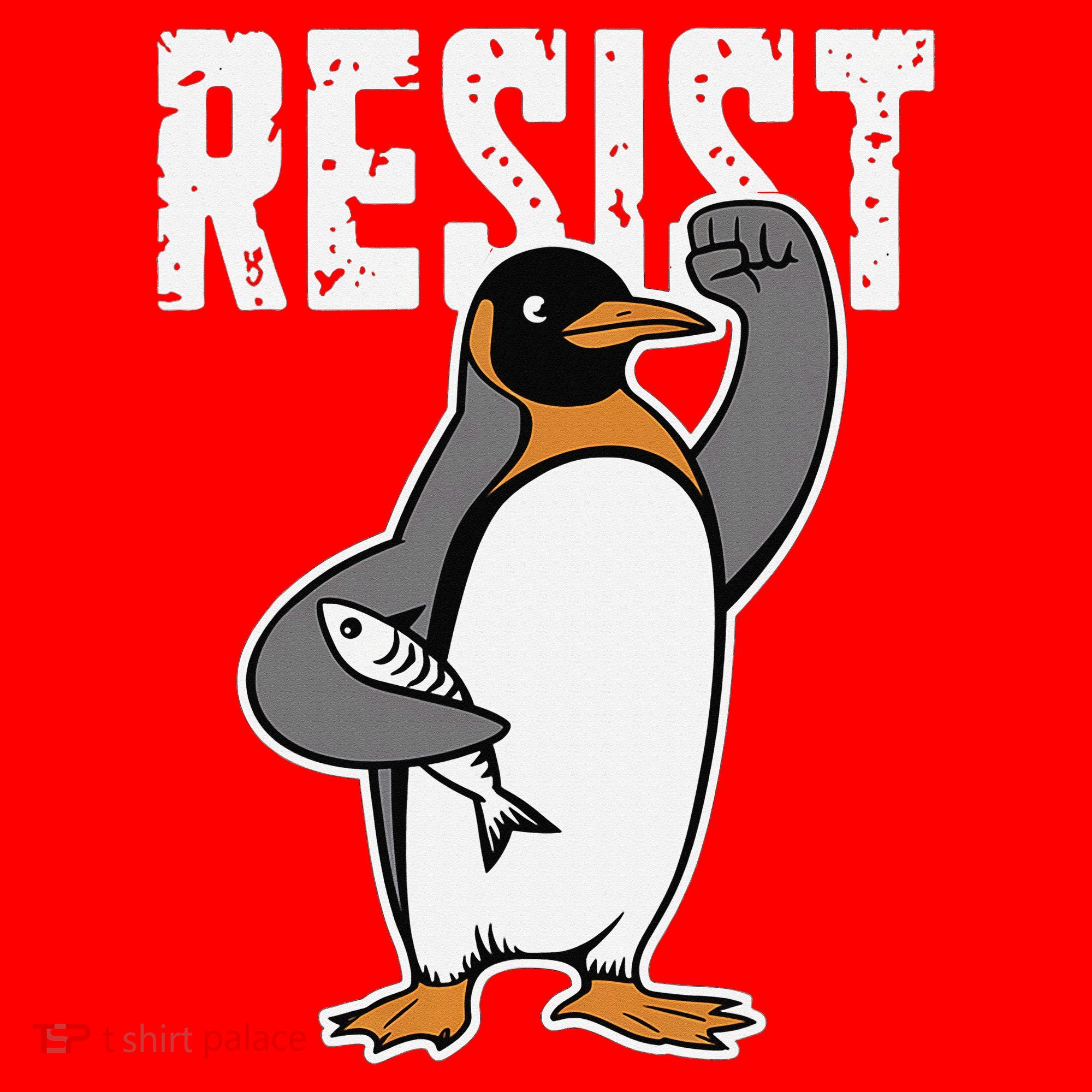 Funny Penguin Resist Penguins Protest Against Tariffs Santa Hat