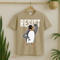 Funny Penguin Resist Penguins Protest Against Tariffs T-Shirt thumb 2