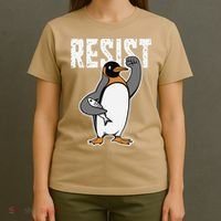 Funny Penguin Resist Penguins Protest Against Tariffs T-Shirt thumb 4