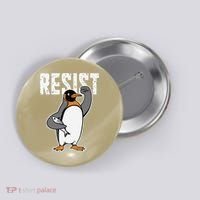 Funny Penguin Resist Penguins Protest Against Tariffs Button thumb 0