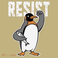 Funny Penguin Resist Penguins Protest Against Tariffs Button thumb 1