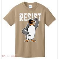 Funny Penguin Resist Penguins Protest Against Tariffs Kids T-Shirt thumb 0