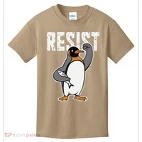 Funny Penguin Resist Penguins Protest Against Tariffs Kids T-Shirt thumb 0