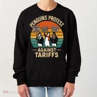 Funny Penguin Resist - Penguins Protest Against Tariffs Women's Sweatshirt thumb 0