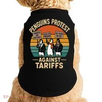 Funny Penguin Resist - Penguins Protest Against Tariffs Doggie Tank thumb 0