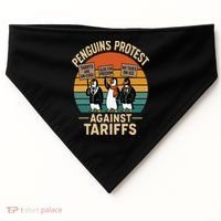 Funny Penguin Resist - Penguins Protest Against Tariffs USA-Made Doggie Bandana thumb 0