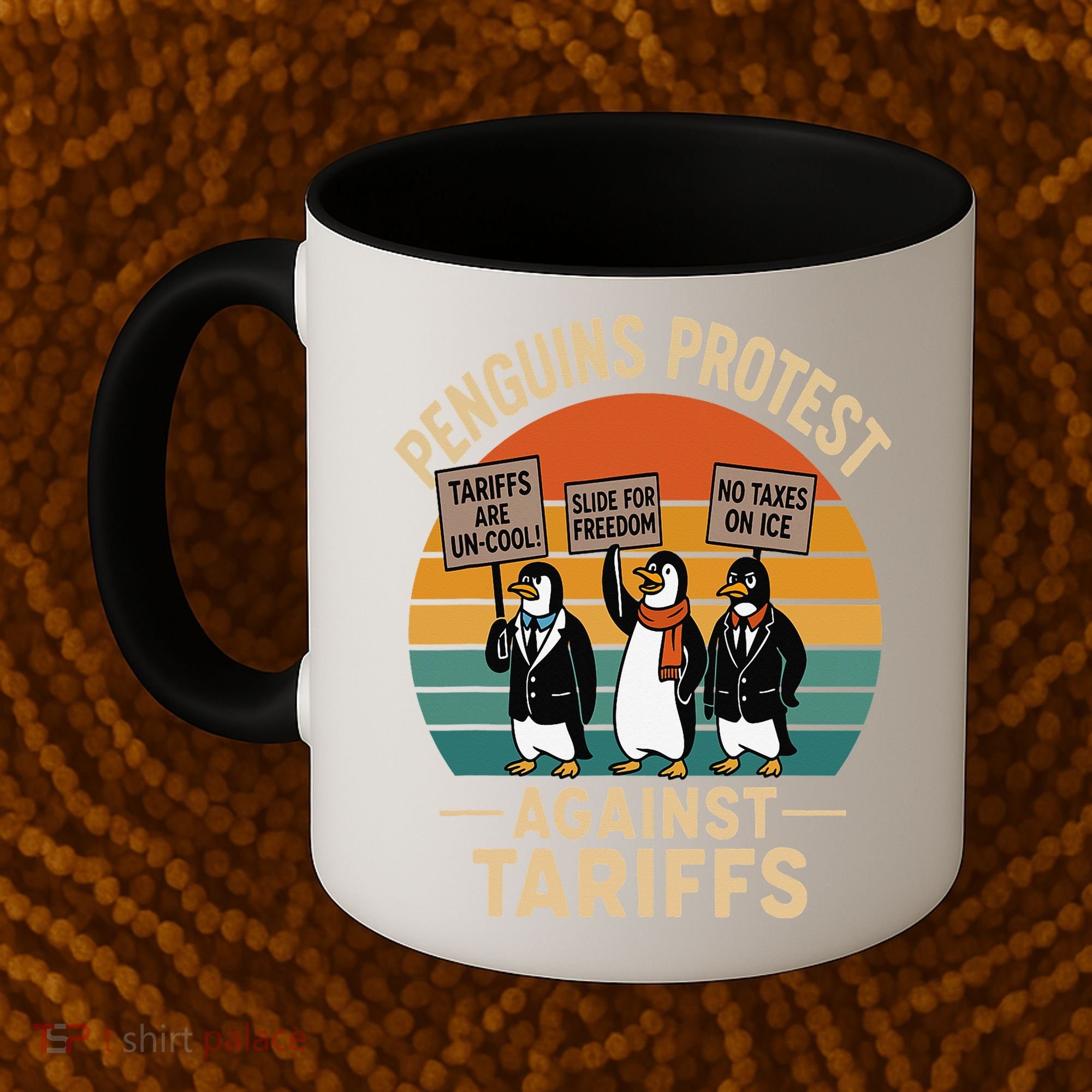 Funny Penguin Resist - Penguins Protest Against Tariffs Coffee Mug
