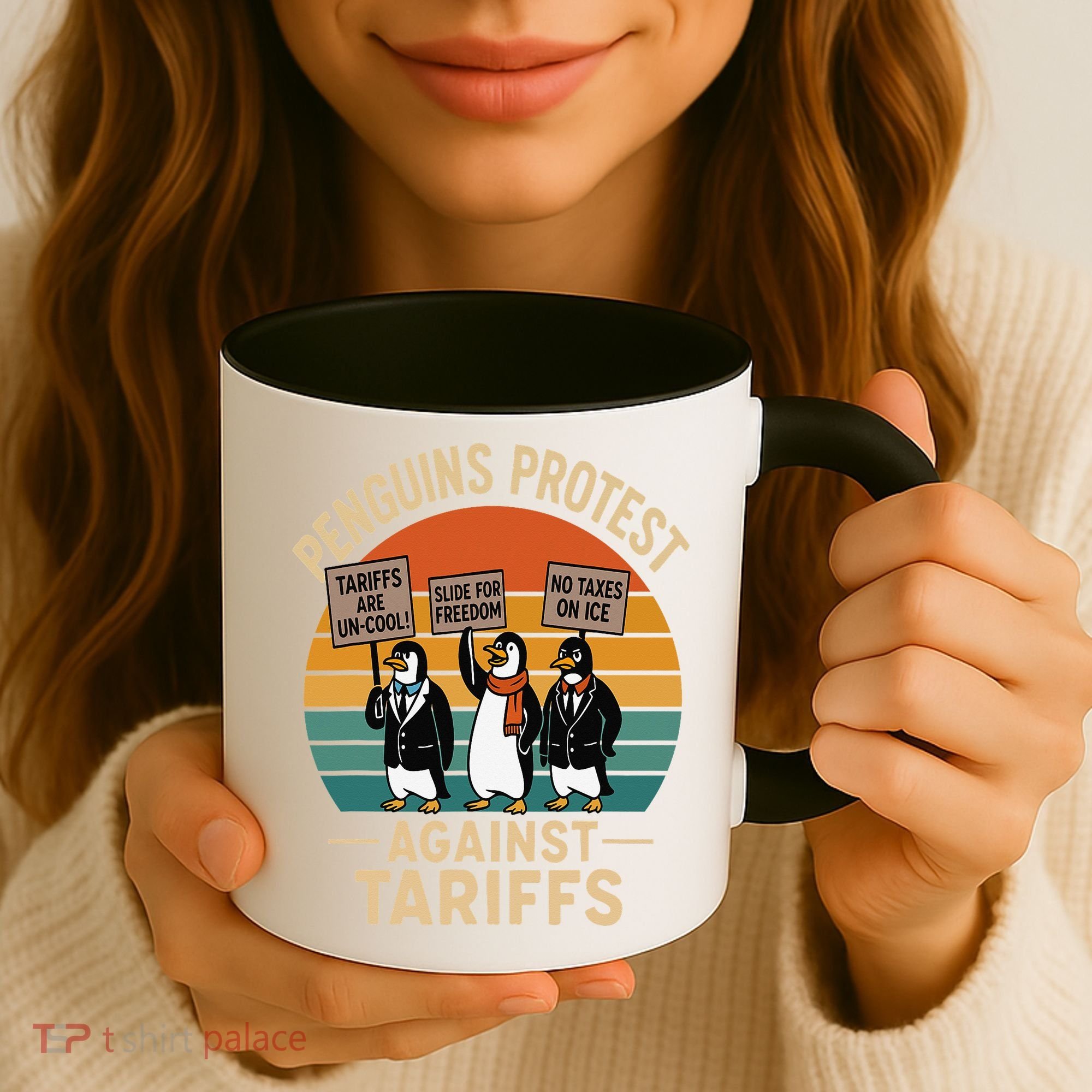 Funny Penguin Resist - Penguins Protest Against Tariffs Coffee Mug