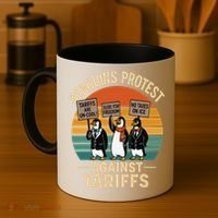 Funny Penguin Resist - Penguins Protest Against Tariffs Coffee Mug thumb 4