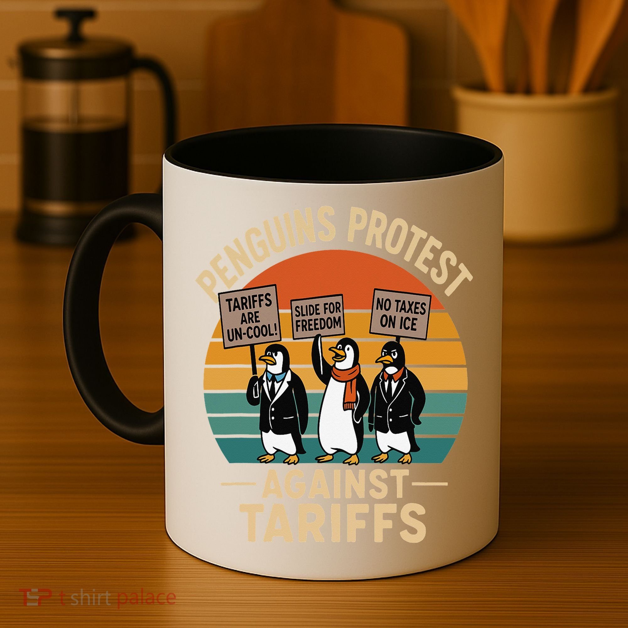 Funny Penguin Resist - Penguins Protest Against Tariffs Coffee Mug