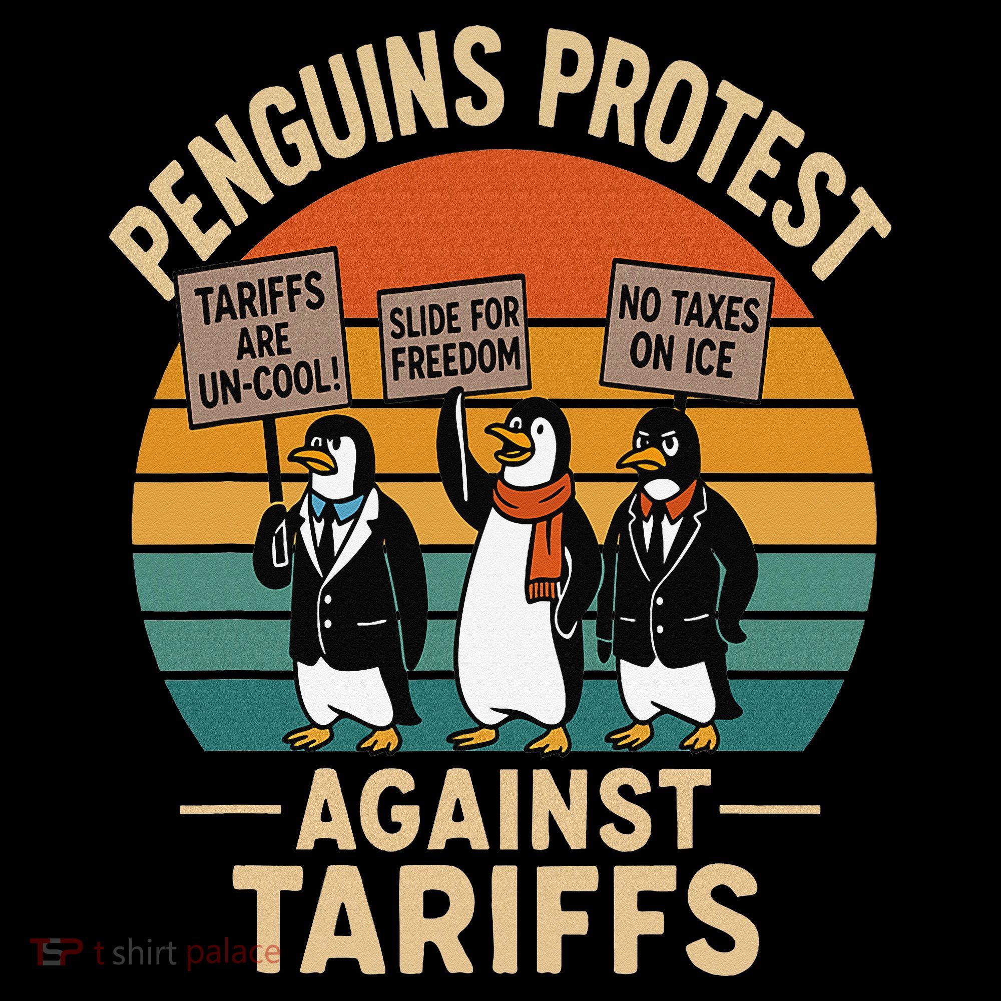Funny Penguin Resist - Penguins Protest Against Tariffs Coaster