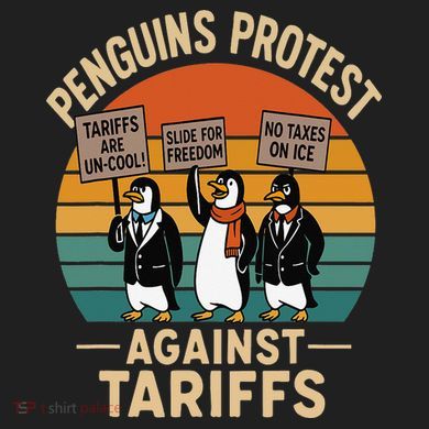 Funny Penguin Resist - Penguins Protest Against Tariffs Crop Fleece Hoodie