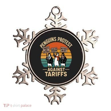 Funny Penguin Resist - Penguins Protest Against Tariffs Ornament