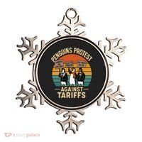 Funny Penguin Resist - Penguins Protest Against Tariffs Ornament thumb 0