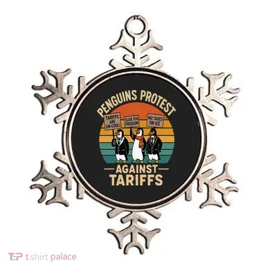 Funny Penguin Resist - Penguins Protest Against Tariffs Ornament