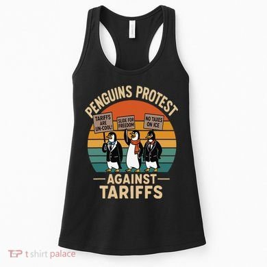 Funny Penguin Resist - Penguins Protest Against Tariffs Women's Tank Top