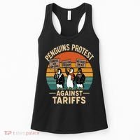 Funny Penguin Resist - Penguins Protest Against Tariffs Women's Tank Top thumb 0