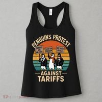 Funny Penguin Resist - Penguins Protest Against Tariffs Women's Tank Top thumb 3