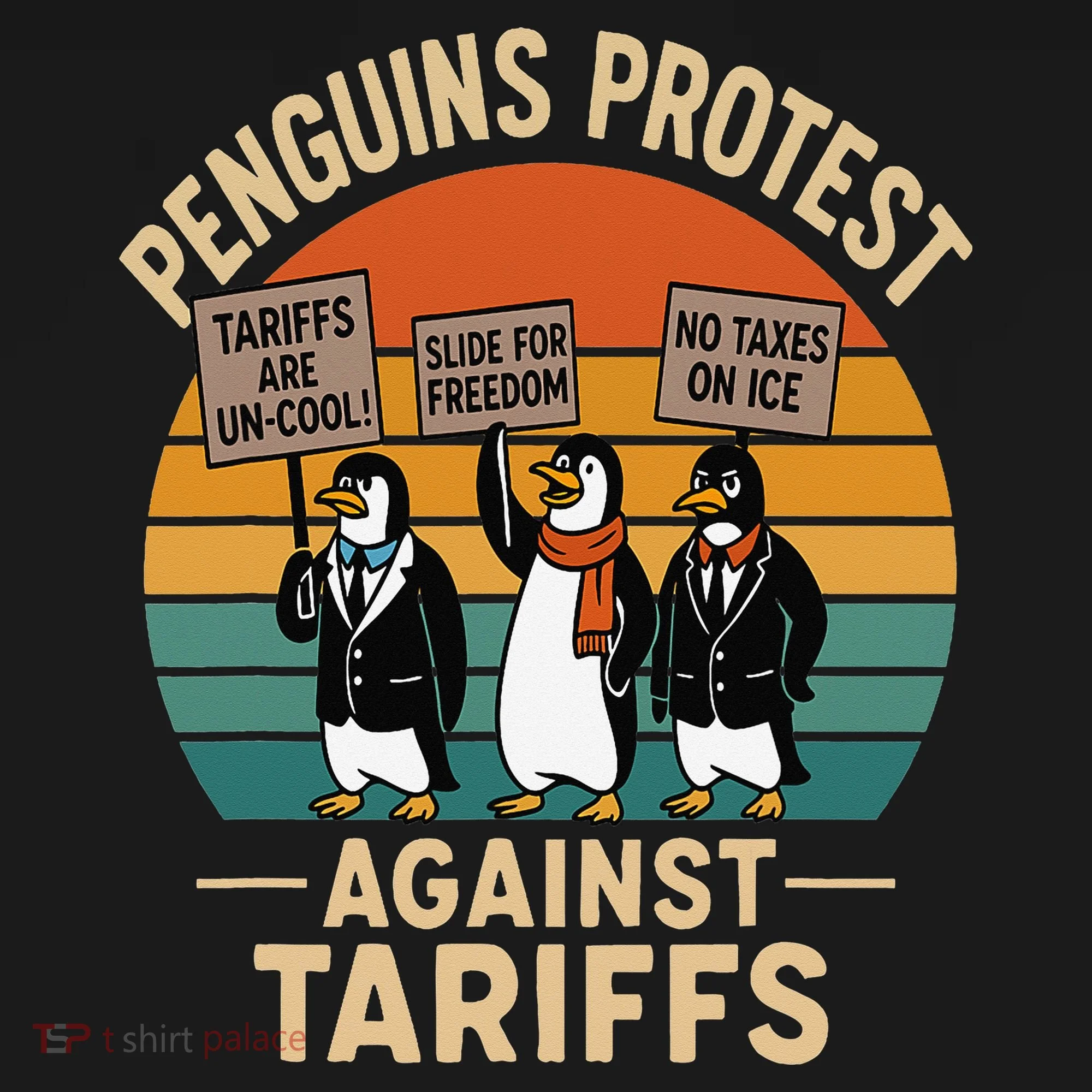 Funny Penguin Resist - Penguins Protest Against Tariffs Baby Bodysuit