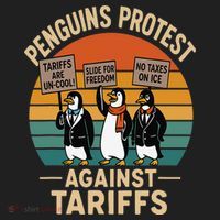 Funny Penguin Resist - Penguins Protest Against Tariffs Hat thumb 2