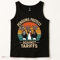 Funny Penguin Resist - Penguins Protest Against Tariffs Tank Top thumb 2
