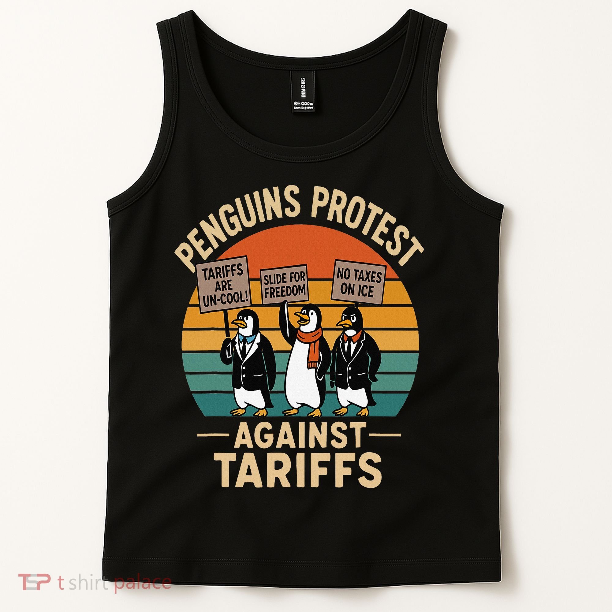 Funny Penguin Resist - Penguins Protest Against Tariffs Tank Top