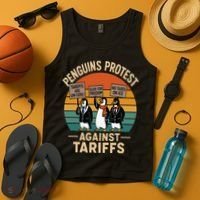 Funny Penguin Resist - Penguins Protest Against Tariffs Tank Top thumb 4