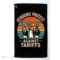 Funny Penguin Resist - Penguins Protest Against Tariffs Golf Towel thumb 0