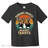 Funny Penguin Resist - Penguins Protest Against Tariffs Toddler T-Shirt thumb 0