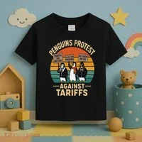 Funny Penguin Resist - Penguins Protest Against Tariffs Toddler T-Shirt thumb 3
