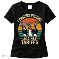 Funny Penguin Resist - Penguins Protest Against Tariffs Women's T-Shirt thumb 0