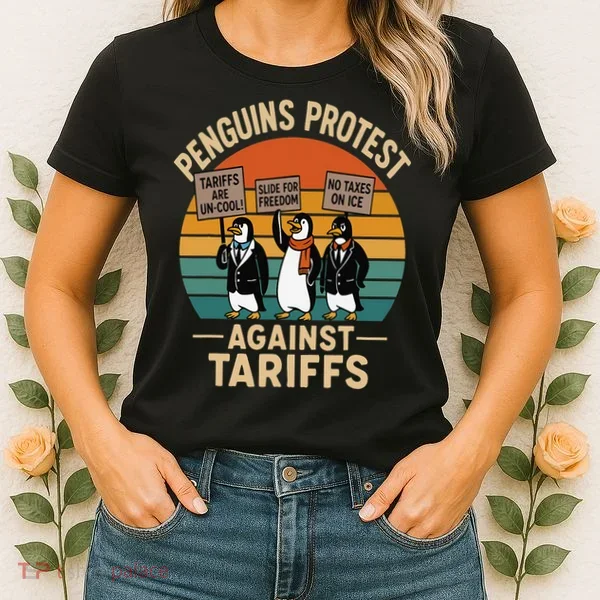 Funny Penguin Resist - Penguins Protest Against Tariffs Women's T-Shirt