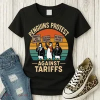 Funny Penguin Resist - Penguins Protest Against Tariffs Women's T-Shirt thumb 3