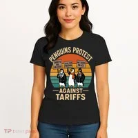 Funny Penguin Resist - Penguins Protest Against Tariffs Women's T-Shirt thumb 4