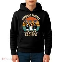 Funny Penguin Resist - Penguins Protest Against Tariffs Kids Hoodie thumb 4