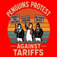 Funny Penguin Resist - Penguins Protest Against Tariffs Santa Hat thumb 1