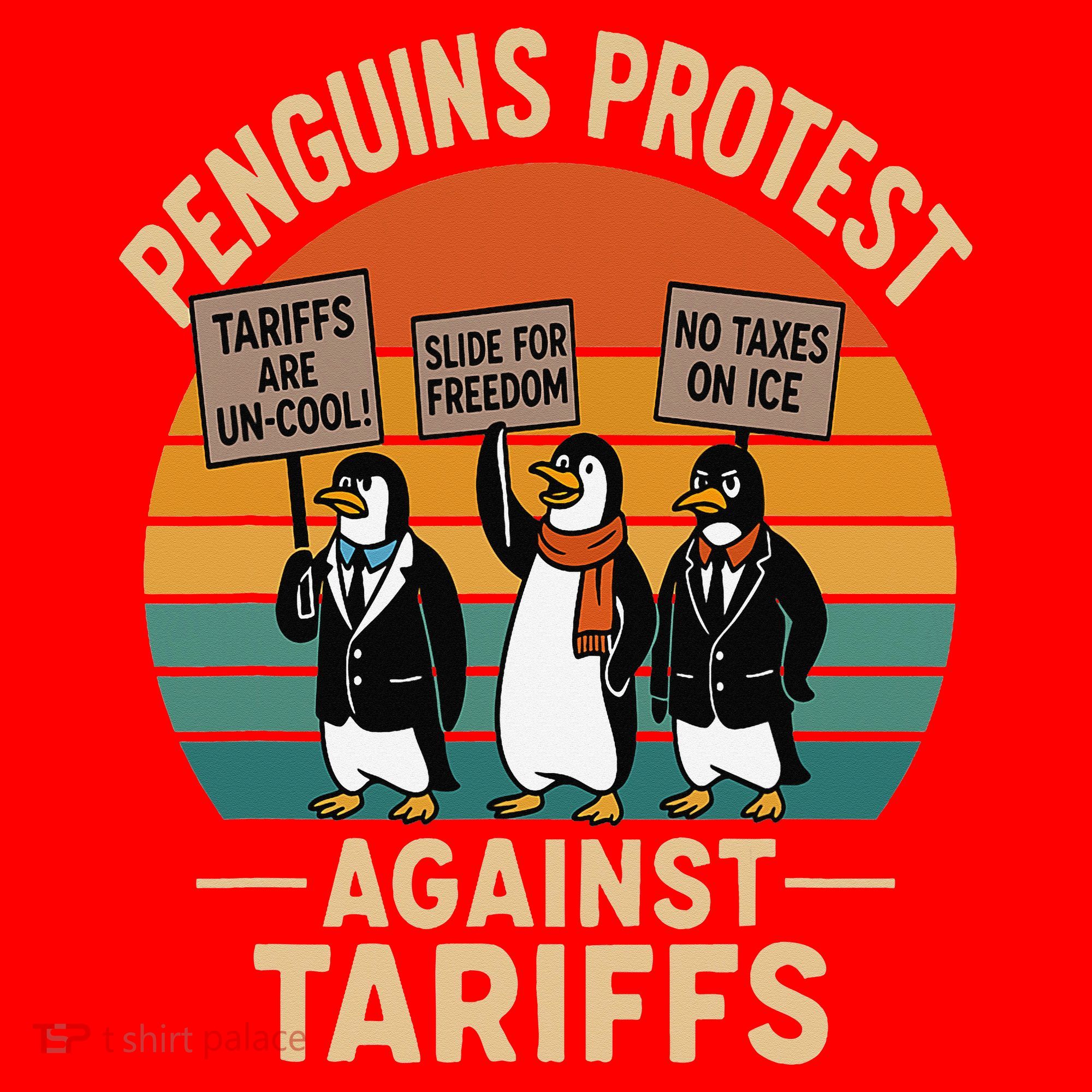 Funny Penguin Resist - Penguins Protest Against Tariffs Santa Hat