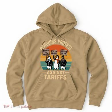 Funny Penguin Resist - Penguins Protest Against Tariffs Hoodie