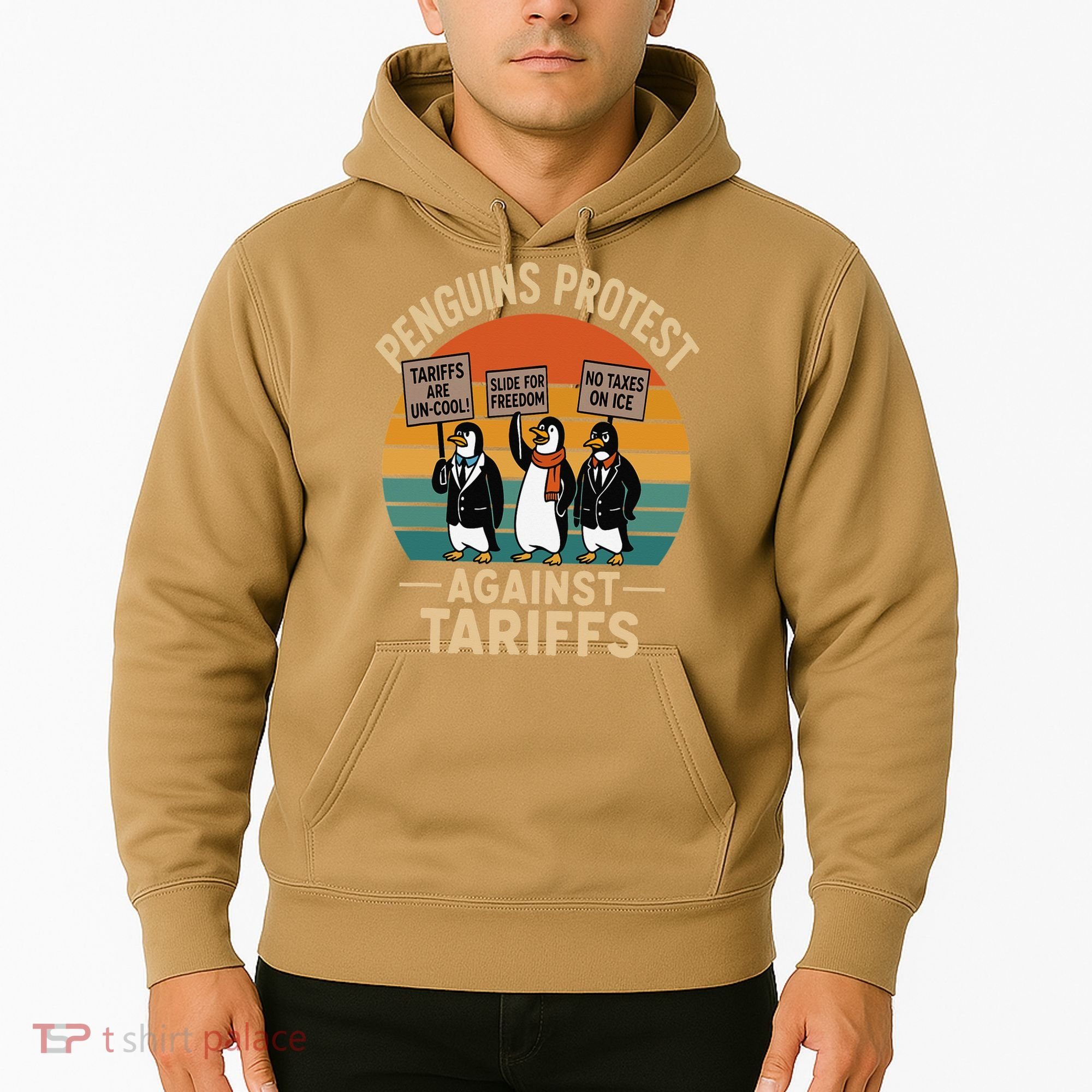 Funny Penguin Resist - Penguins Protest Against Tariffs Hoodie