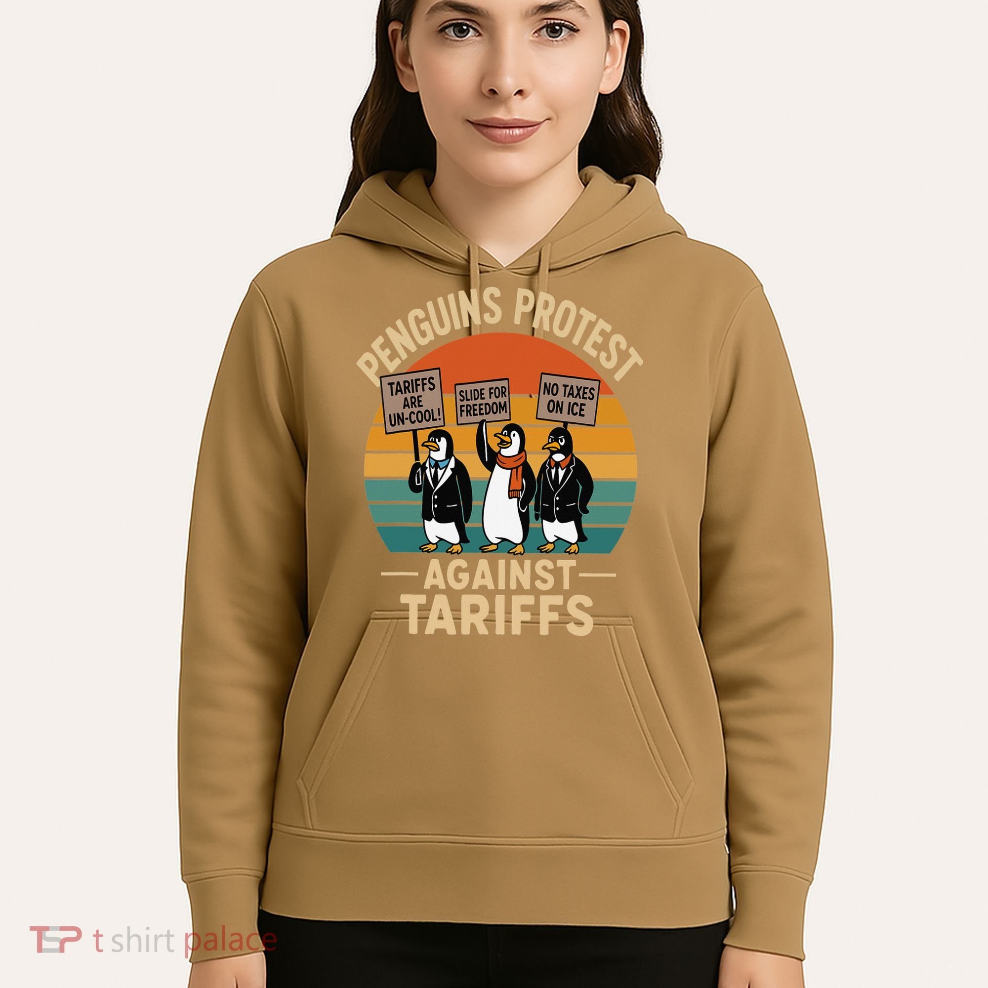 Funny Penguin Resist - Penguins Protest Against Tariffs Hoodie