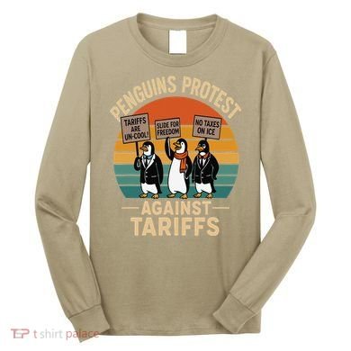 Funny Penguin Resist - Penguins Protest Against Tariffs Long Sleeve Shirt