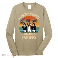 Funny Penguin Resist - Penguins Protest Against Tariffs Long Sleeve Shirt thumb 0
