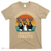 Funny Penguin Resist - Penguins Protest Against Tariffs T-Shirt thumb 0