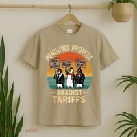 Funny Penguin Resist - Penguins Protest Against Tariffs T-Shirt thumb 2