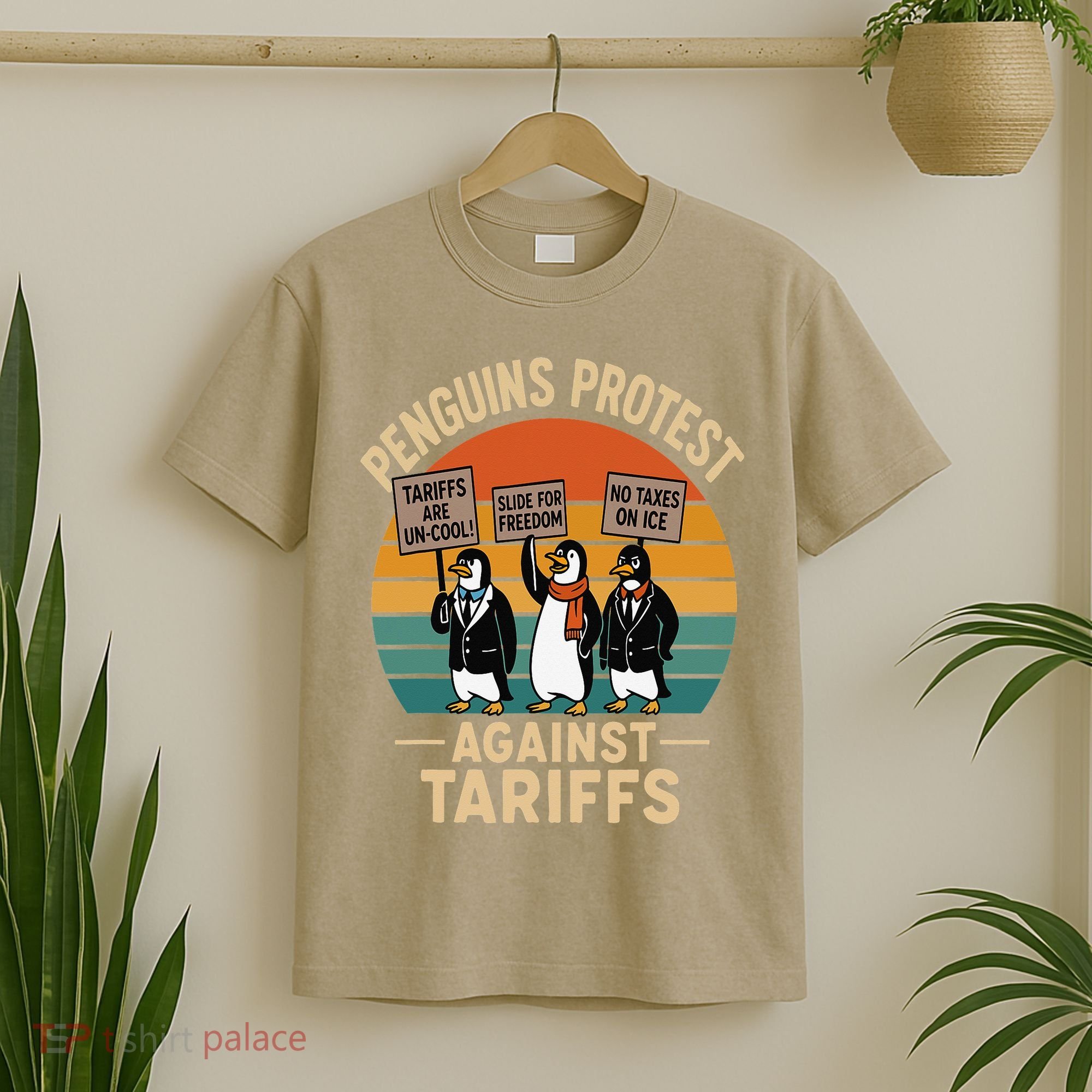 Funny Penguin Resist - Penguins Protest Against Tariffs T-Shirt