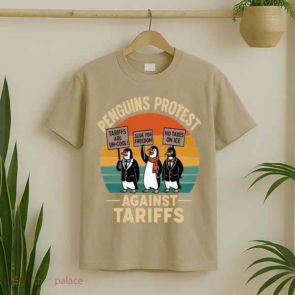 Funny Penguin Resist - Penguins Protest Against Tariffs T-Shirt