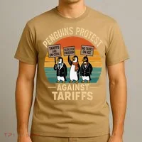 Funny Penguin Resist - Penguins Protest Against Tariffs T-Shirt thumb 3