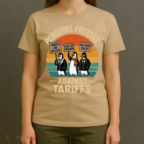 Funny Penguin Resist - Penguins Protest Against Tariffs T-Shirt